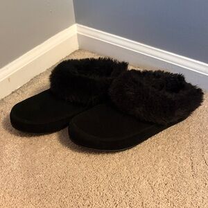 Sorel Black Fur Slippers